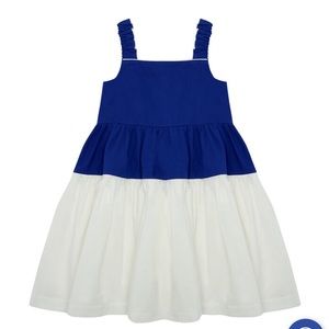 THE MIDDLE DAUGHTER Kids Strap Line Sundress, Aegean Blue & Sea Salt size 7-8